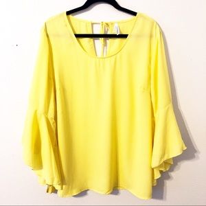 Live 4 Truth Yellow Sheer Blouse w Ruffle Sleeves